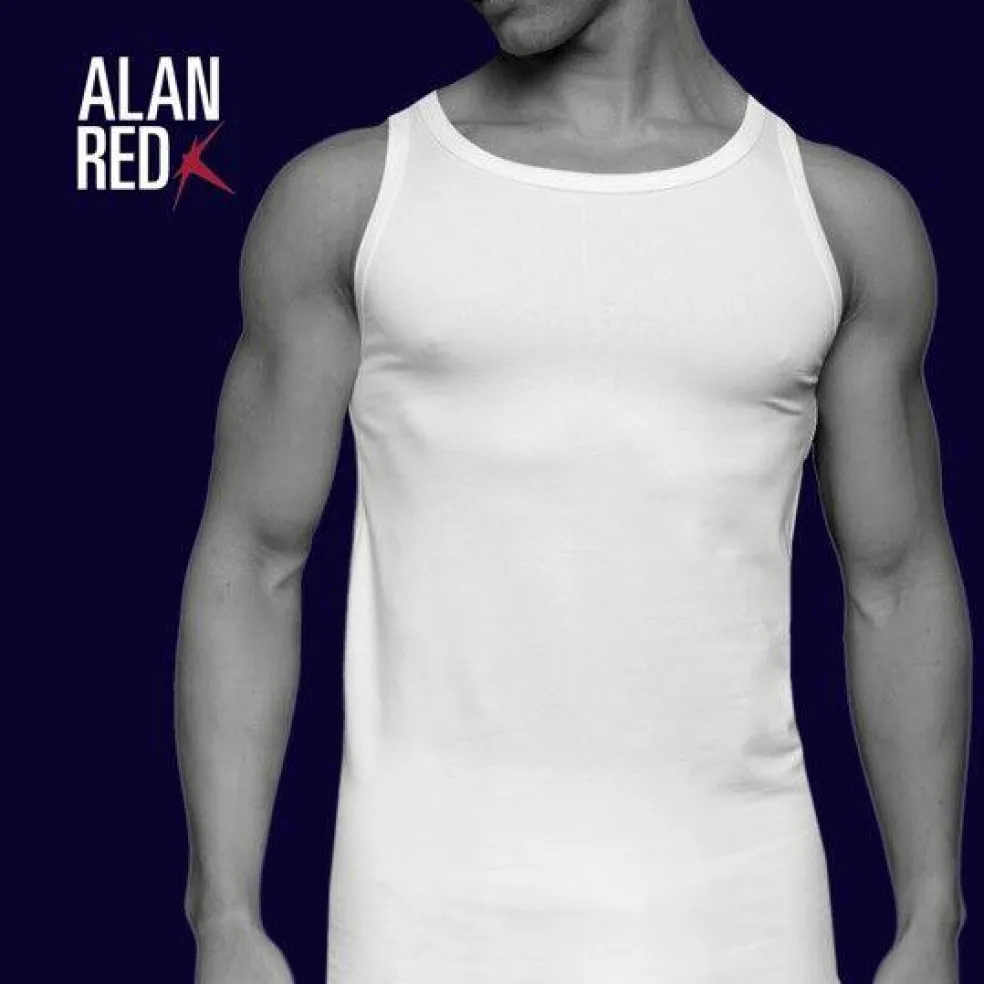 ALAN RED singlets Oakland (2-pack), O-hals stretch, wit