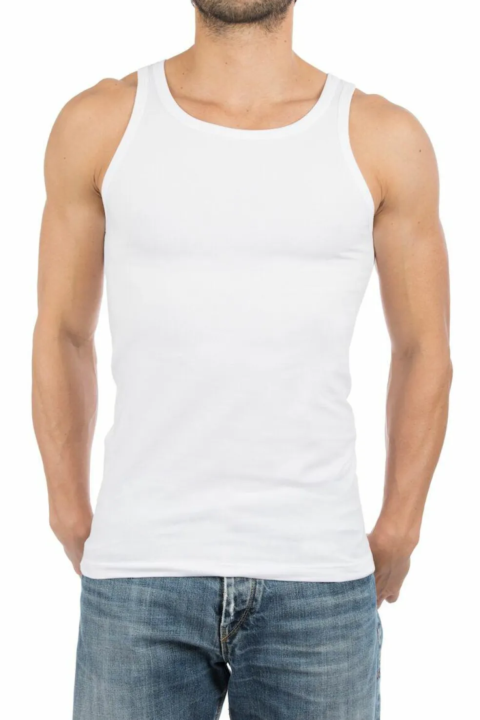 ALAN RED singlets Oakland (2-pack), O-hals stretch, wit
