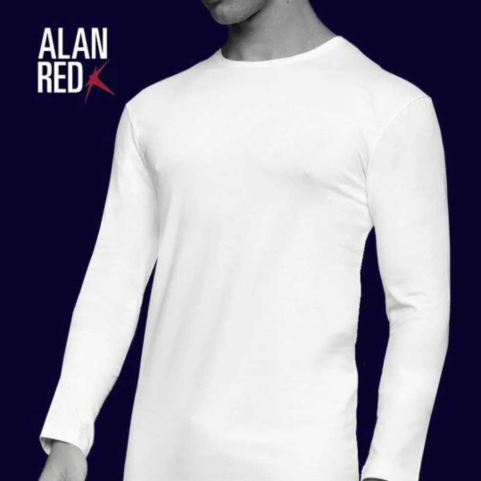 ALAN RED T-shirt Olbia (1-pack), O-hals lange mouw stretch, wit