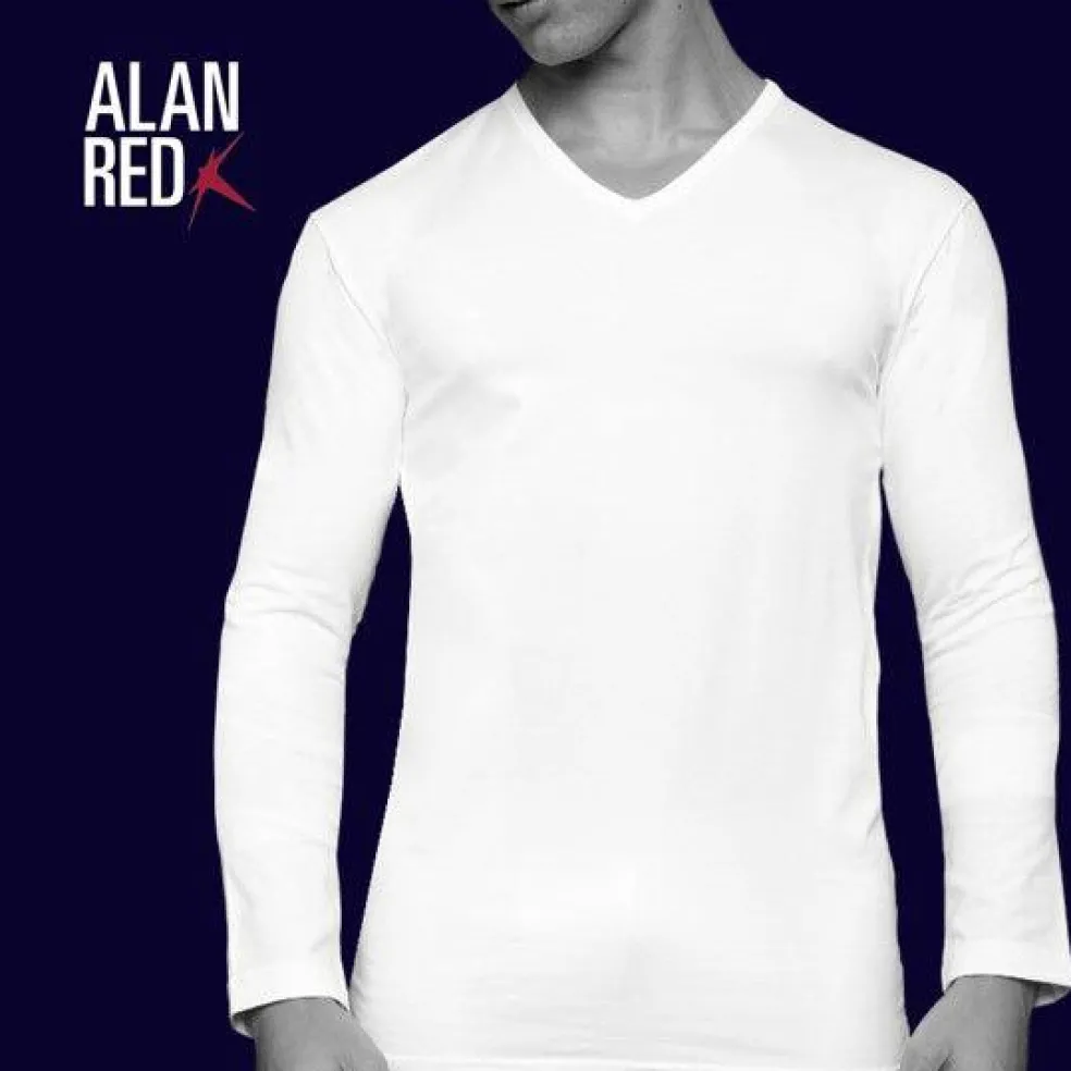 ALAN RED T-shirt Oslo (1-pack), V-hals lange mouw stretch, blauw