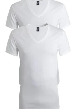 ALAN RED T-shirts Dean (2-pack), diepe V-hals, wit