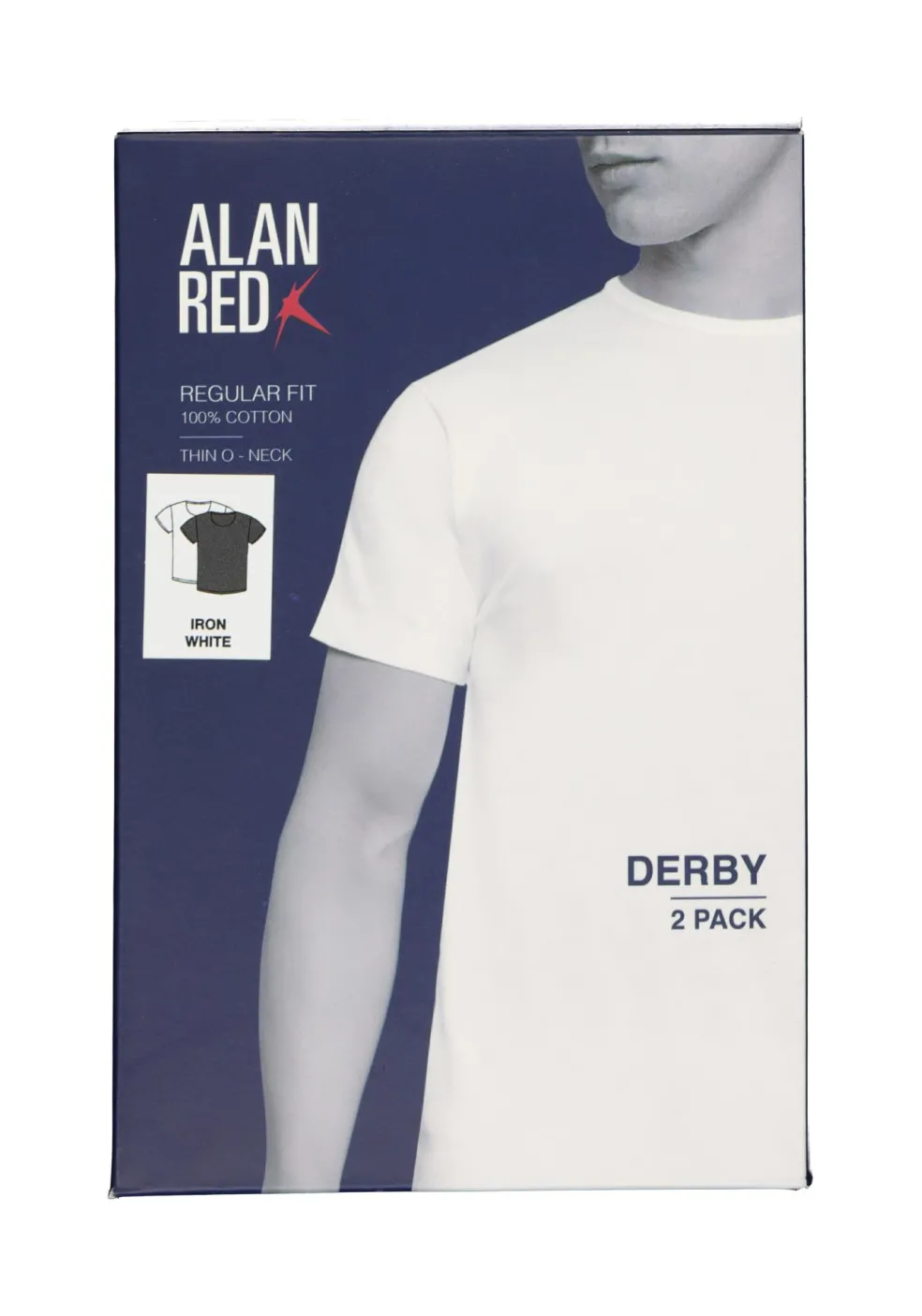 ALAN RED T-shirts Derby (2-pack), O-hals, wit en antraciet grijs