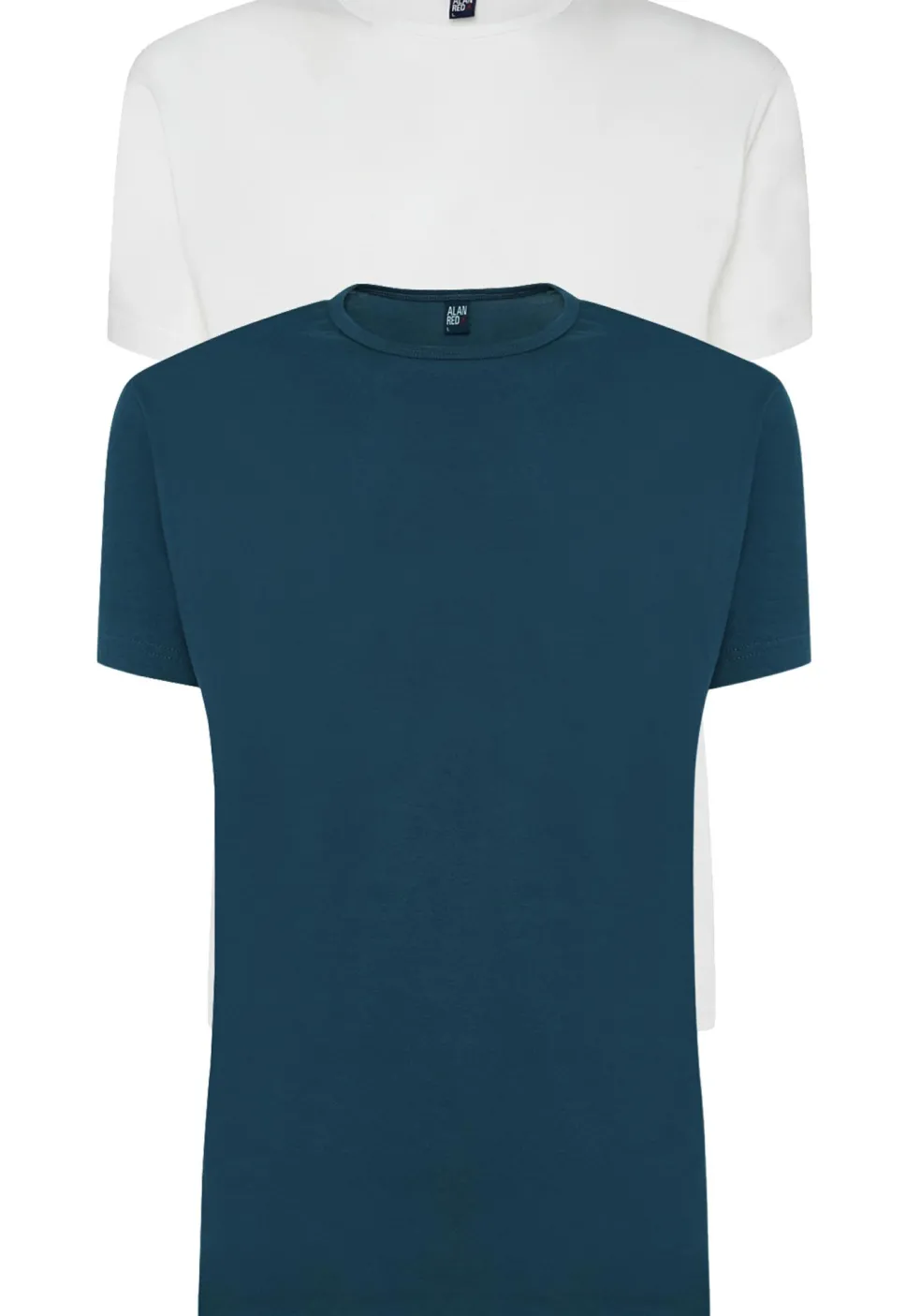 ALAN RED T-shirts Derby (2-pack), O-hals, wit en denim blauw