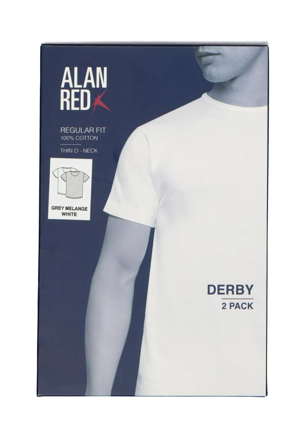 ALAN RED T-shirts Derby (2-pack), O-hals, wit en grijs melange