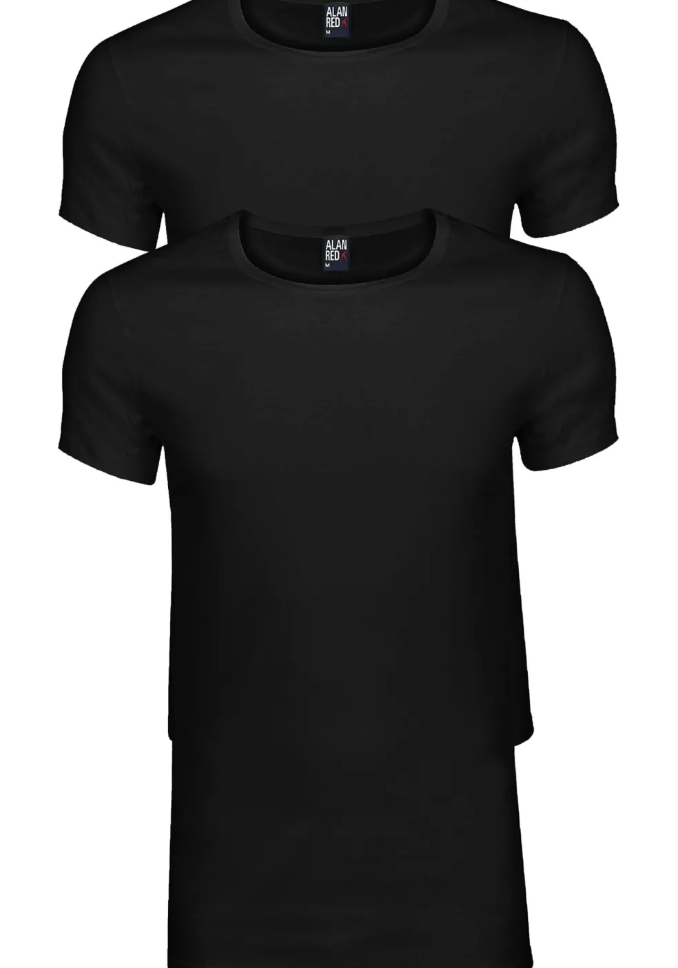 ALAN RED T-shirts James (2-pack), diepe O-hals, zwart