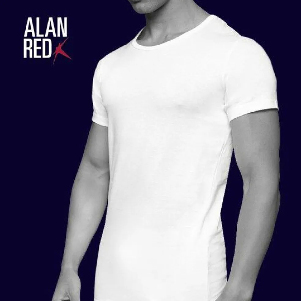 ALAN RED T-shirts James (2-pack), diepe O-hals, wit