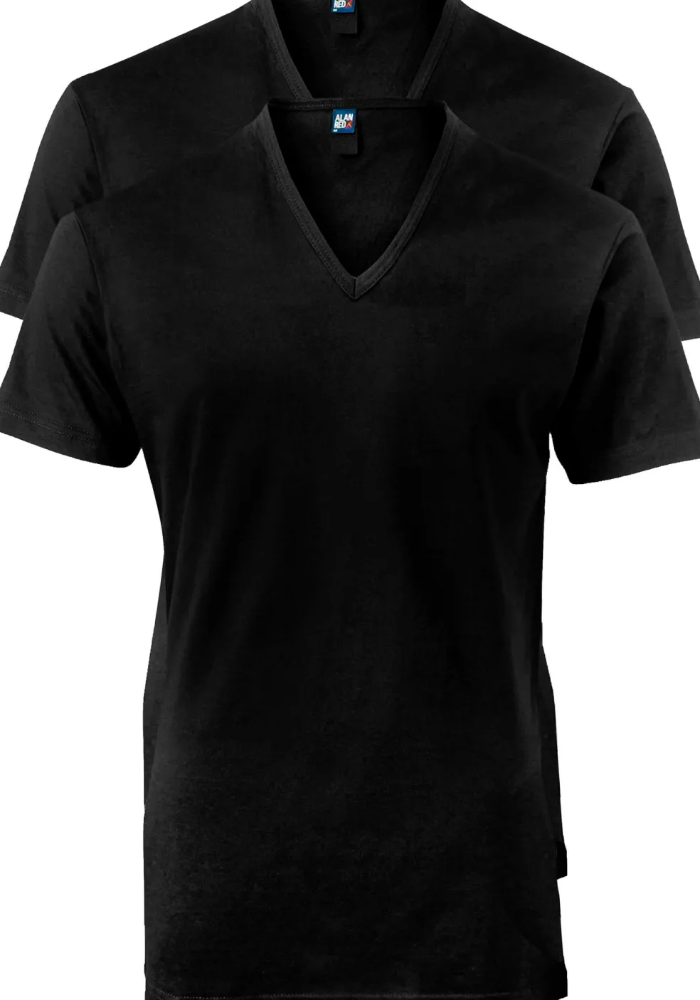 ALAN RED T-shirts no neck (2-pack), diepe V-hals, zwart