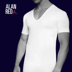 ALAN RED T-shirts no neck (2-pack), diepe V-hals, zwart