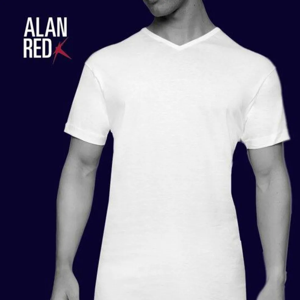 ALAN RED T-shirts Vermont extra lang (2-pack), V-hals, wit