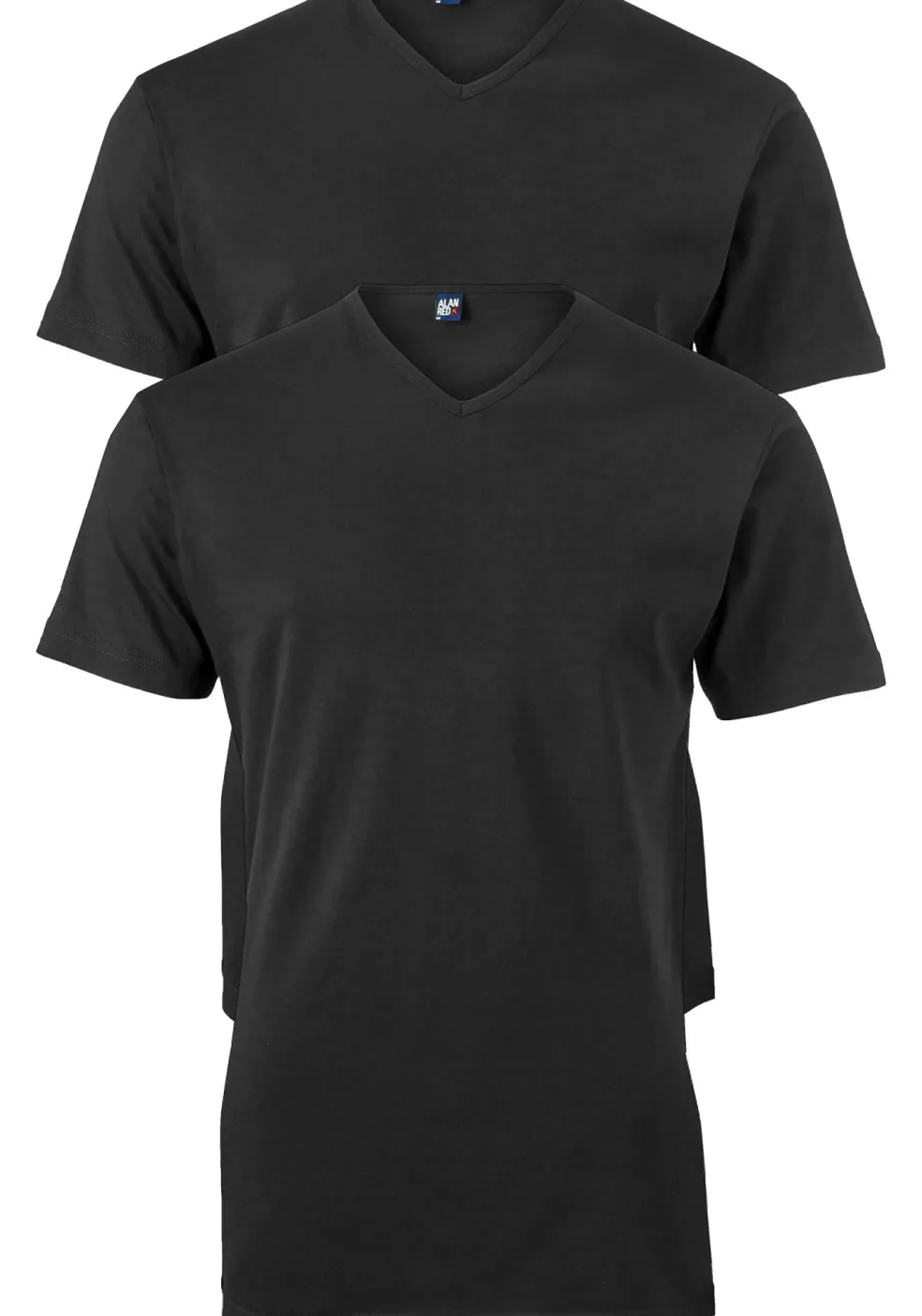 ALAN RED T-shirts Vermont (2-pack), V-hals, zwart