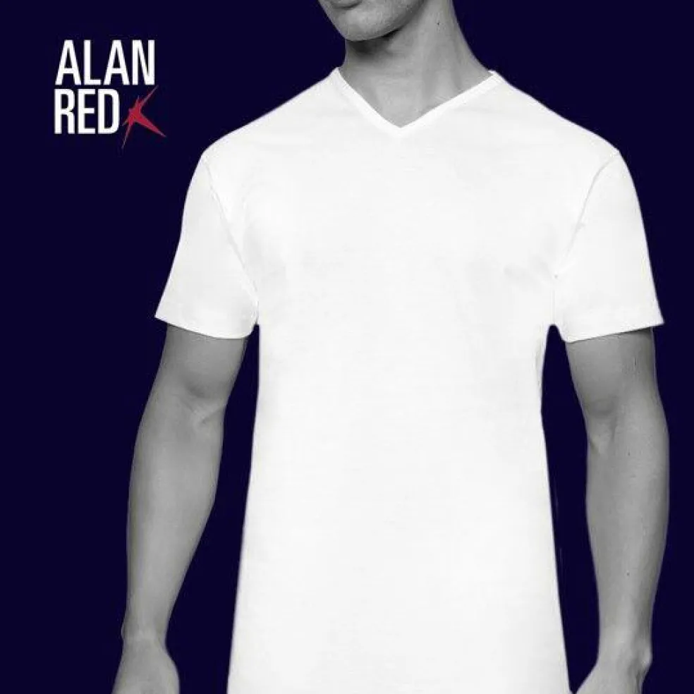 ALAN RED T-shirts Vermont (2-pack), V-hals, zwart