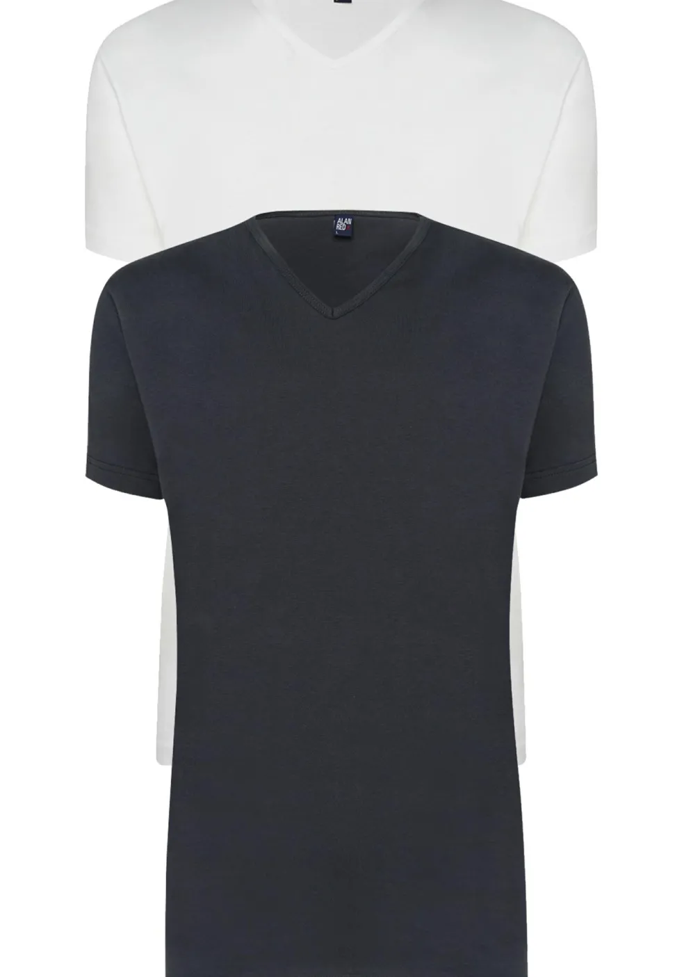 ALAN RED T-shirts Vermont (2-pack), V-hals, wit en antraciet grijs