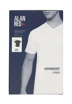 ALAN RED T-shirts Vermont (2-pack), V-hals, wit en antraciet grijs