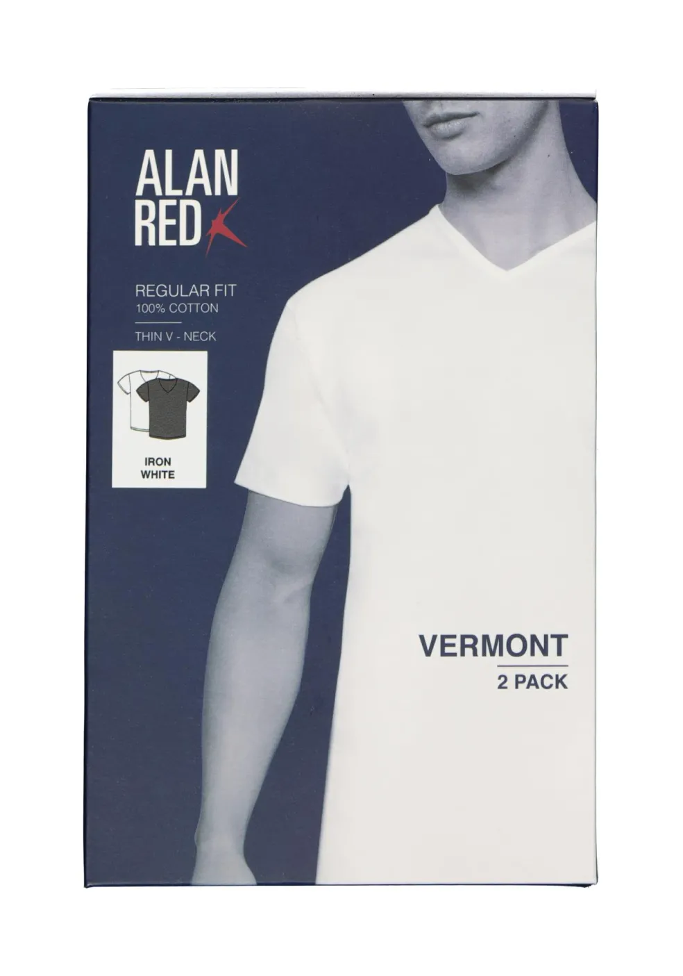 ALAN RED T-shirts Vermont (2-pack), V-hals, wit en antraciet grijs
