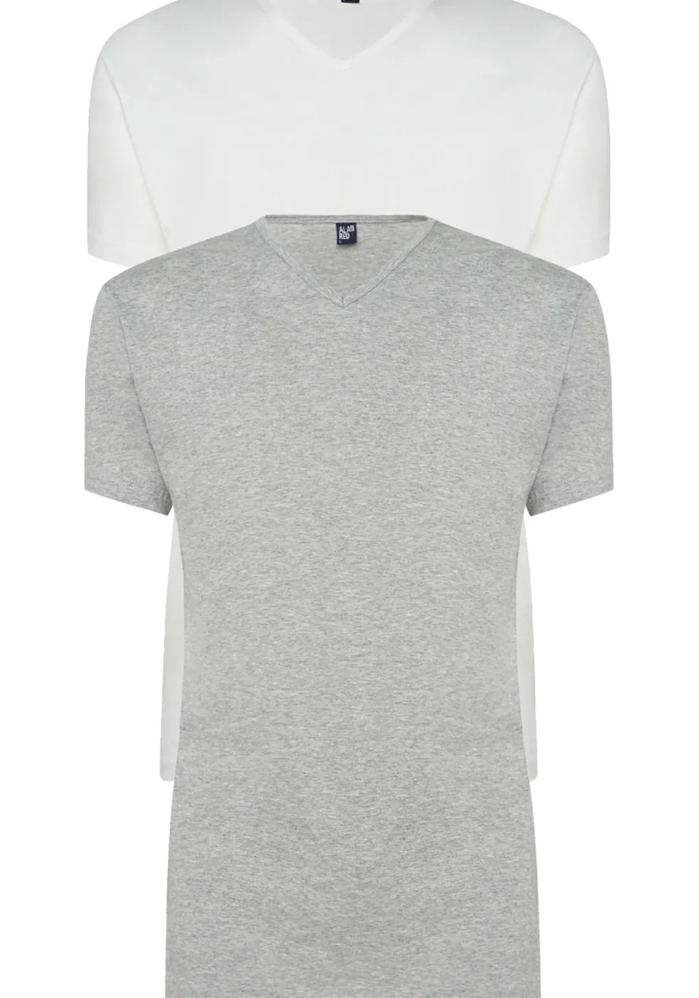 ALAN RED T-shirts Vermont (2-pack), V-hals, wit en grijs melange