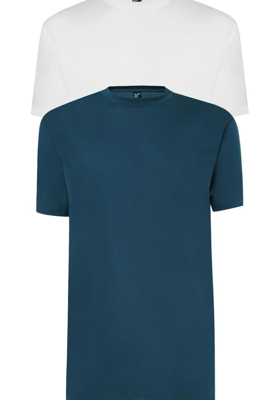 ALAN RED T-shirts Virginia (2-pack), O-hals, wit en denim blauw