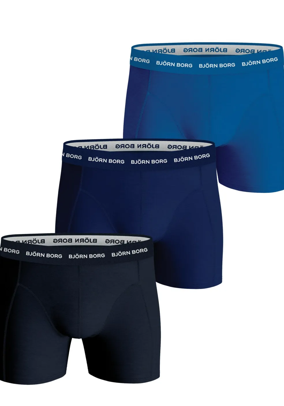 Bjorn Borg boxershorts Essential (3-pack), heren boxers normale lengte, drie tinten blauw