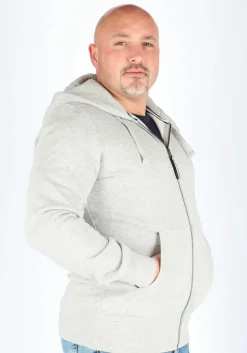 Bjorn Borg hoodie jacket, heren sweatvest dik, lichtgrijs melange