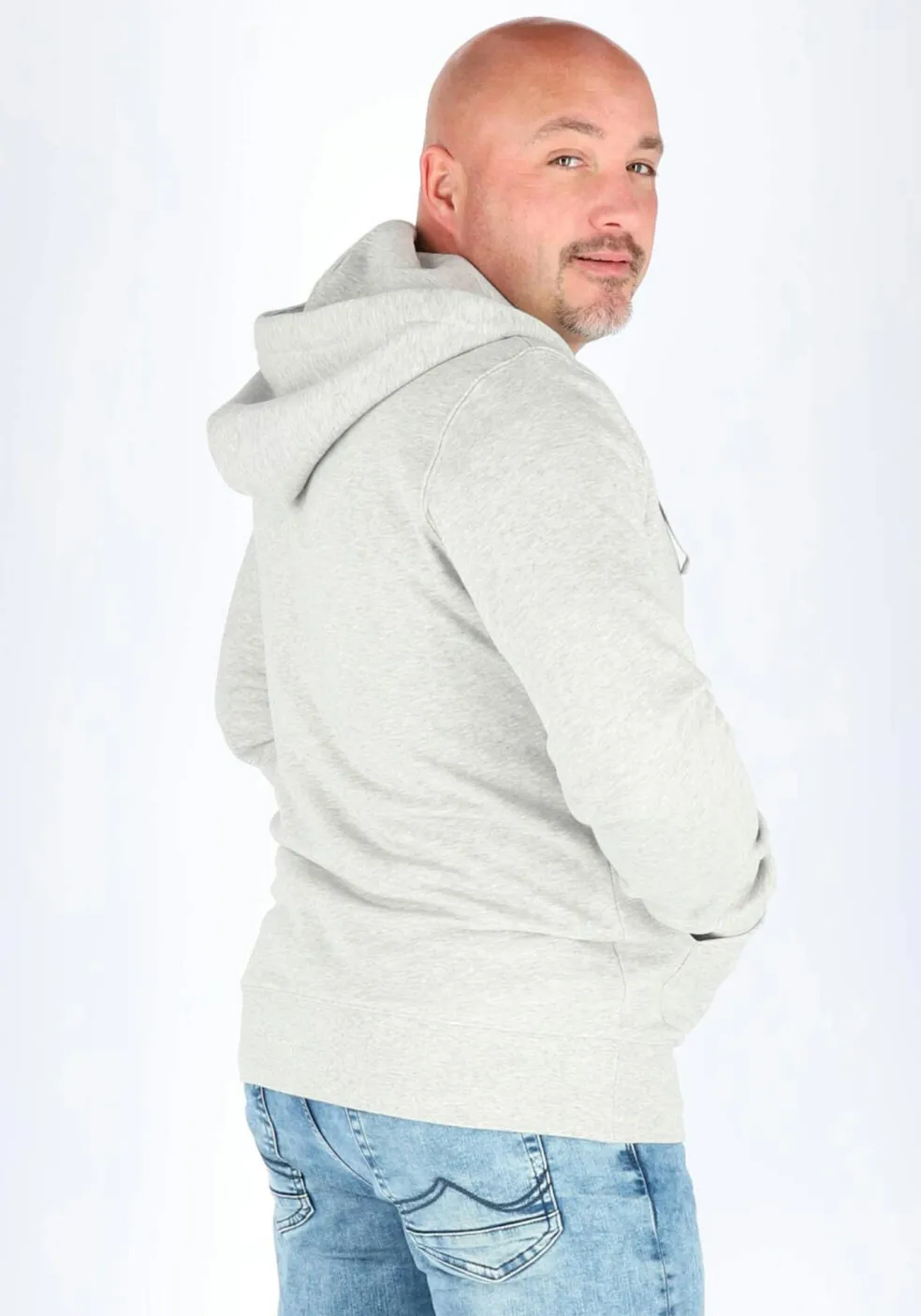 Bjorn Borg hoodie jacket, heren sweatvest dik, lichtgrijs melange