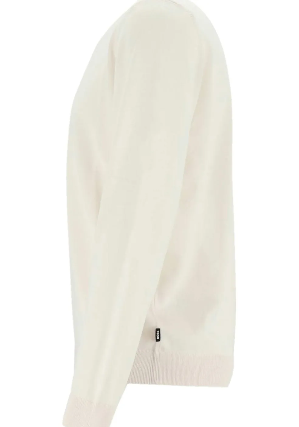 BOSS Bjarno regular fit trui wol, heren trui middeldik O-hals, wit
