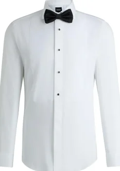 BOSS cadeauset Hank slim fit smoking overhemd met strikje, popeline, wit