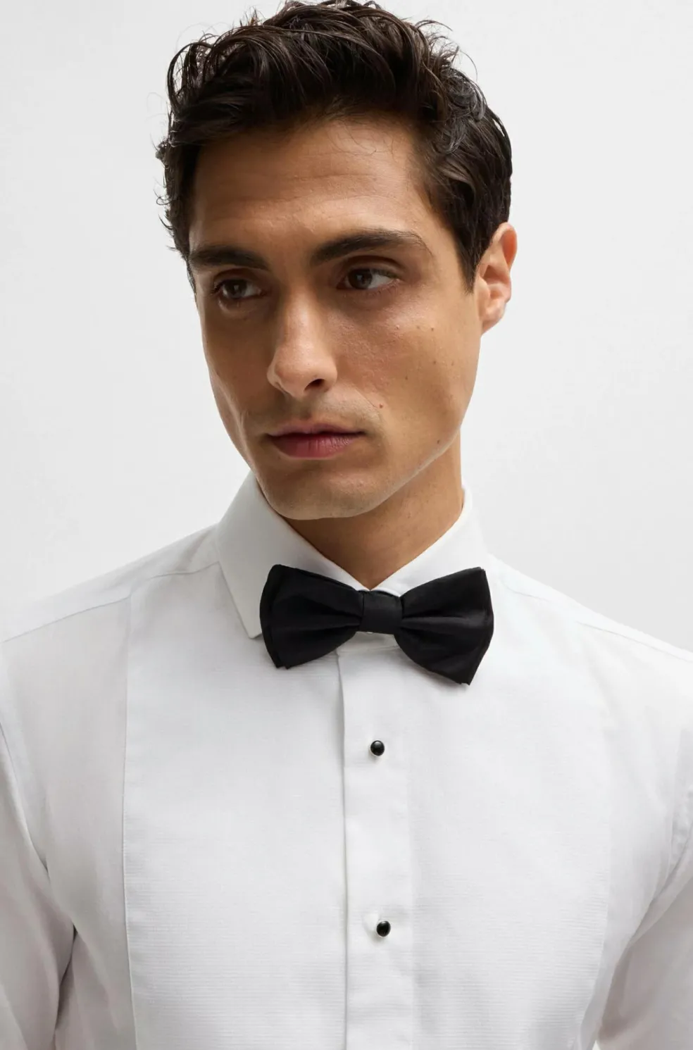 BOSS cadeauset Hank slim fit smoking overhemd met strikje, popeline, wit