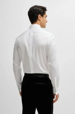 BOSS cadeauset Hank slim fit smoking overhemd met strikje, popeline, wit