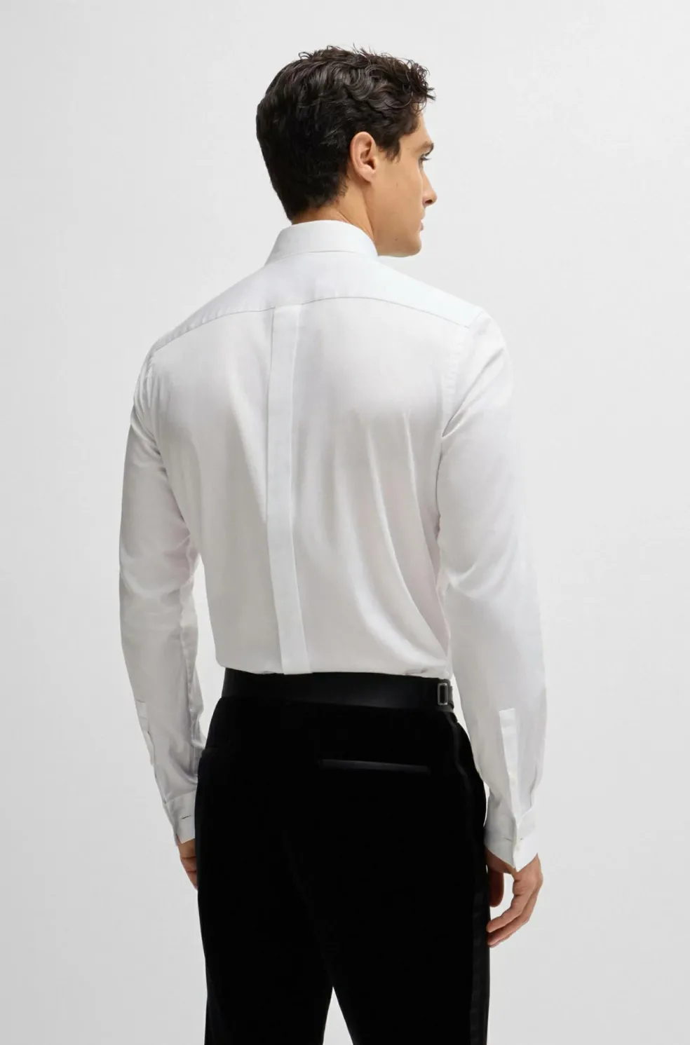 BOSS cadeauset Hank slim fit smoking overhemd met strikje, popeline, wit