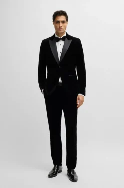 BOSS cadeauset Hank slim fit smoking overhemd met strikje, popeline, wit
