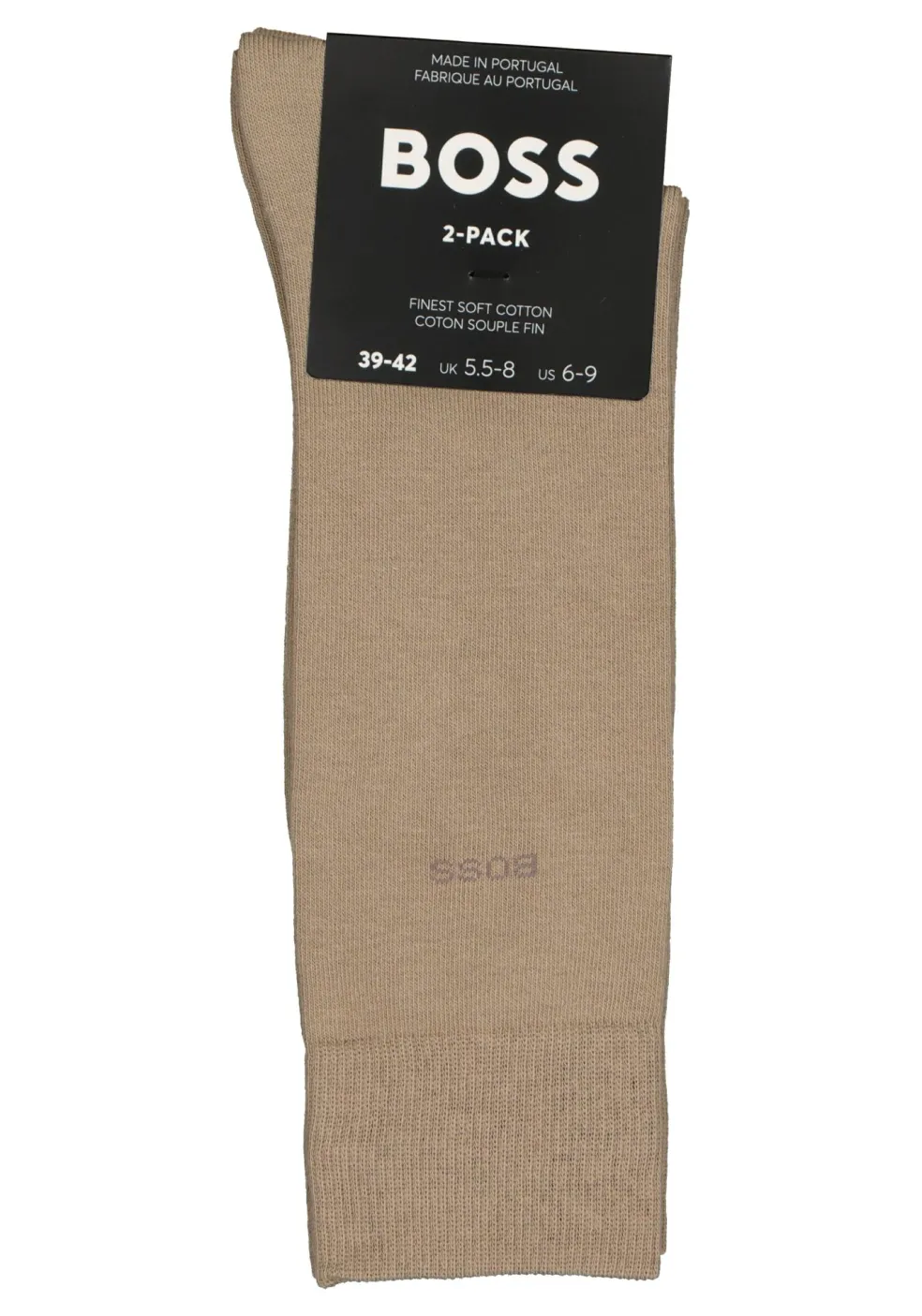 BOSS Cotton Uni (2-pack), herensokken katoen, beige