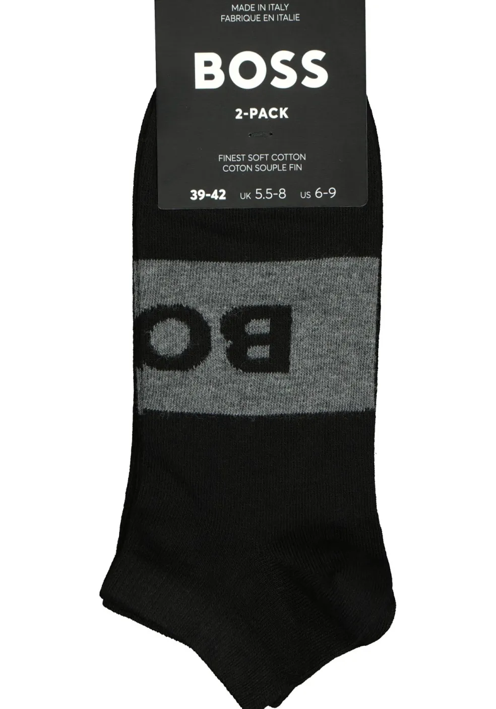 BOSS enkelsokken (2-pack), heren sneaker sokken katoen, zwart