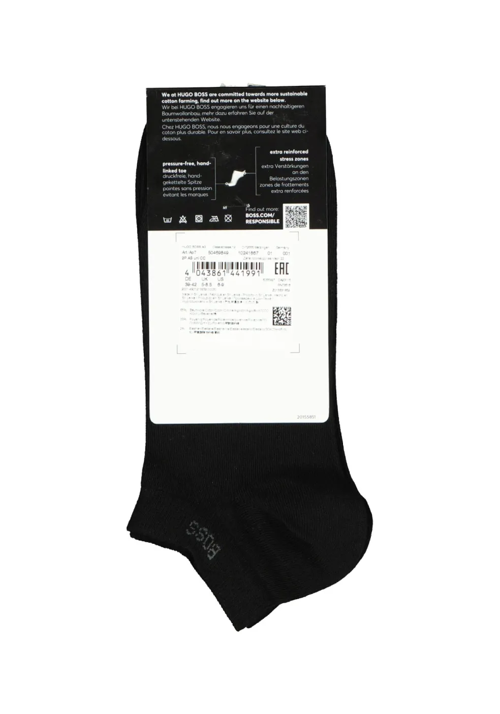 BOSS enkelsokken (2-pack), heren sneaker sokken katoen, zwart