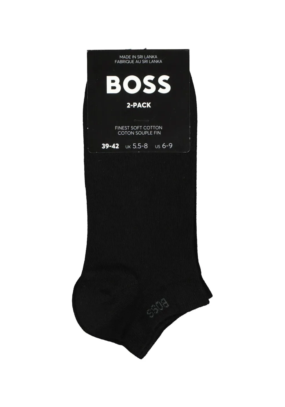 BOSS enkelsokken (2-pack), heren sneaker sokken katoen, zwart
