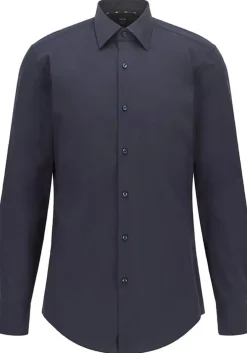 BOSS Hank slim fit overhemd, popeline, blauw