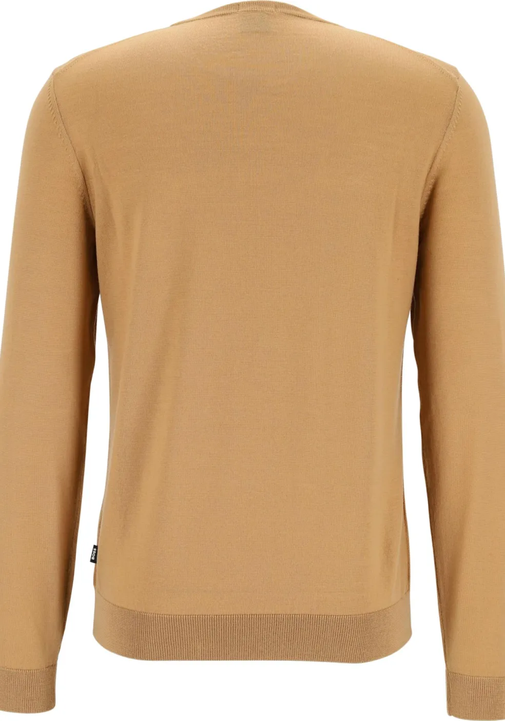 BOSS Leno heren trui wol, slim fit met O-hals, camel bruin