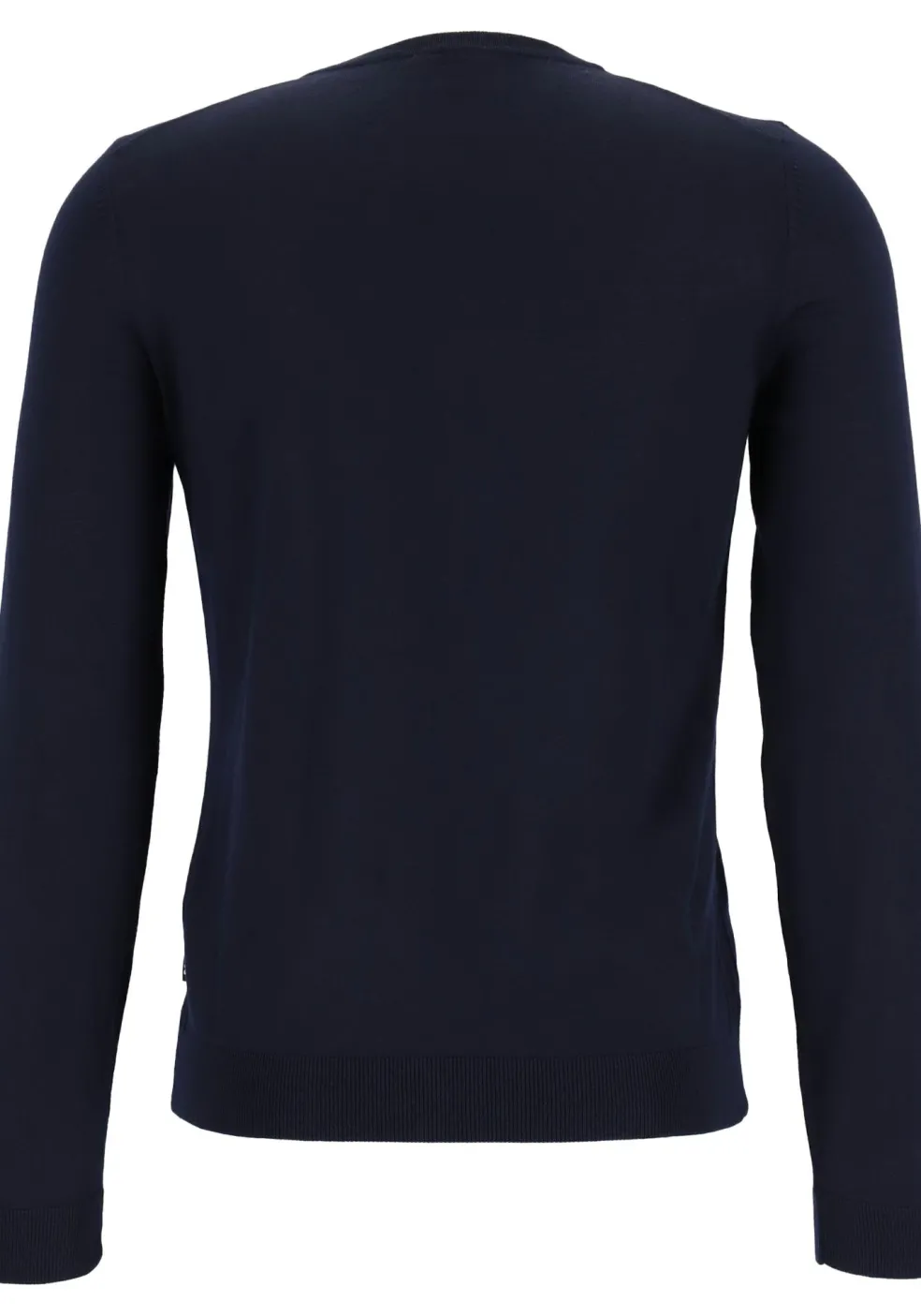 BOSS Leno heren trui wol, slim fit met O-hals, donkerblauw
