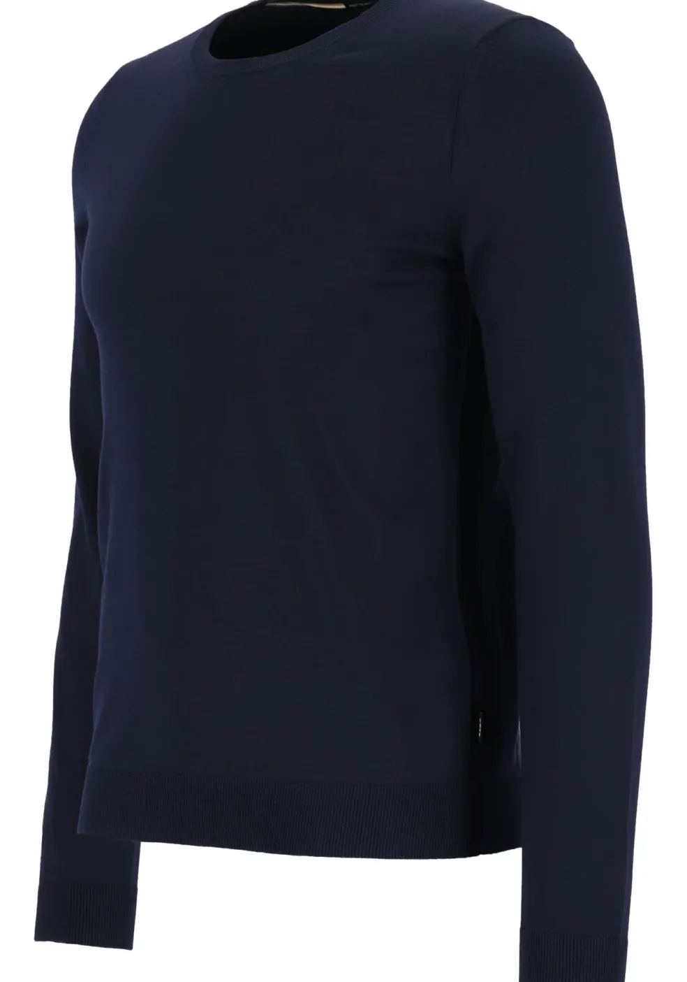 BOSS Leno heren trui wol, slim fit met O-hals, donkerblauw
