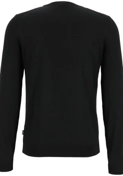 BOSS Leno heren trui wol, slim fit met O-hals, zwart