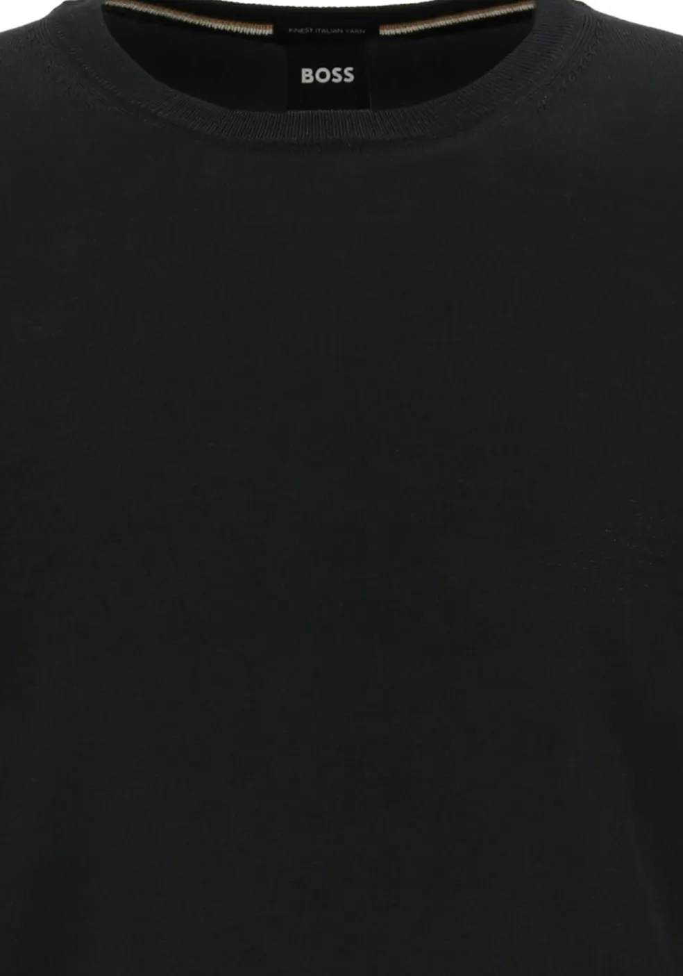 BOSS Leno heren trui wol, slim fit met O-hals, zwart