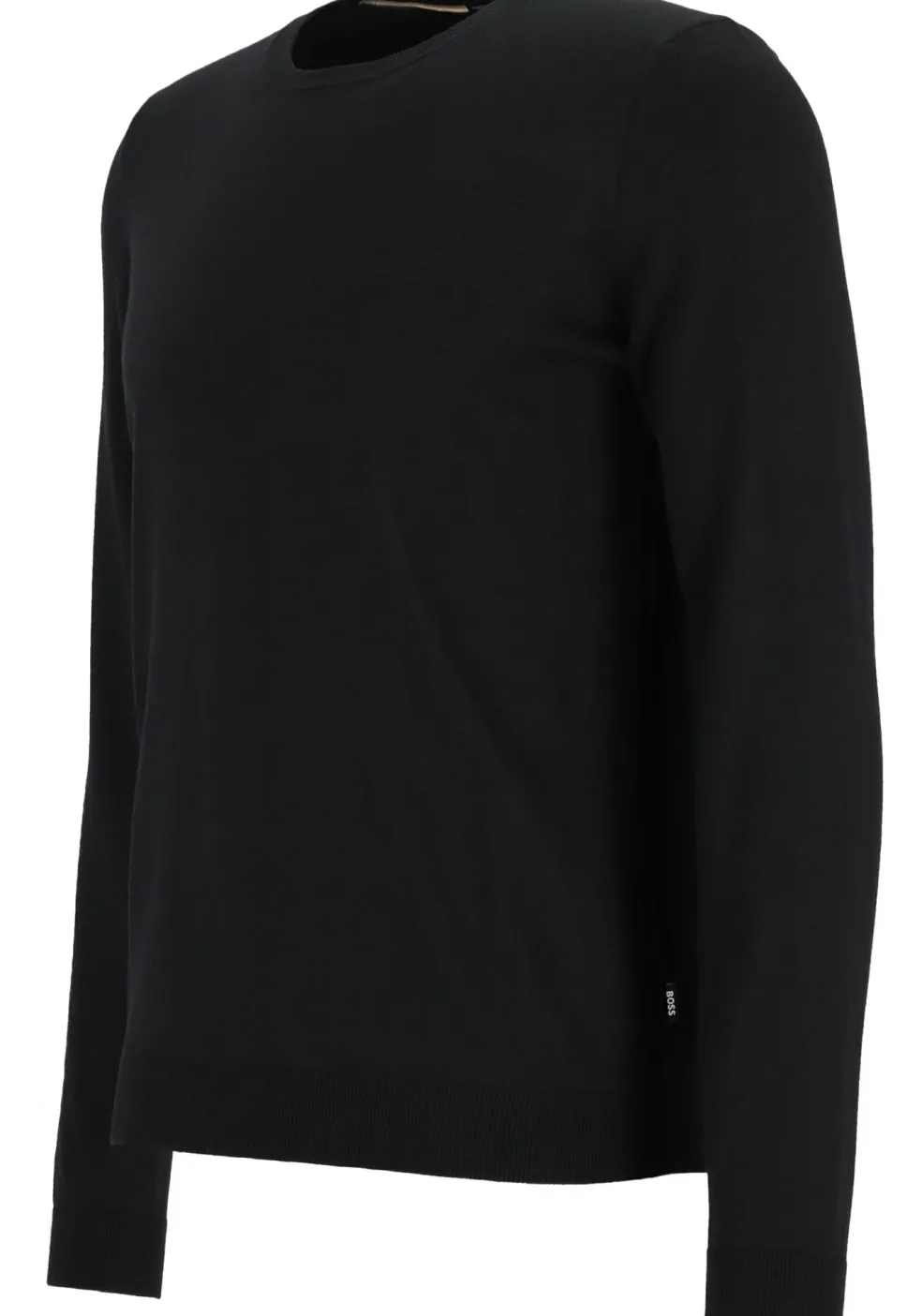 BOSS Leno heren trui wol, slim fit met O-hals, zwart