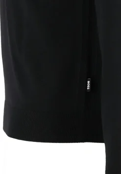 BOSS Leno heren trui wol, slim fit met O-hals, zwart