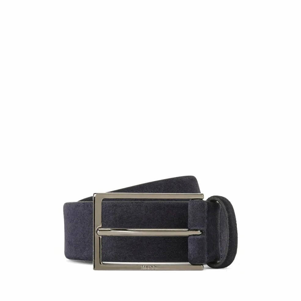BOSS leren heren riem, donkerblauw