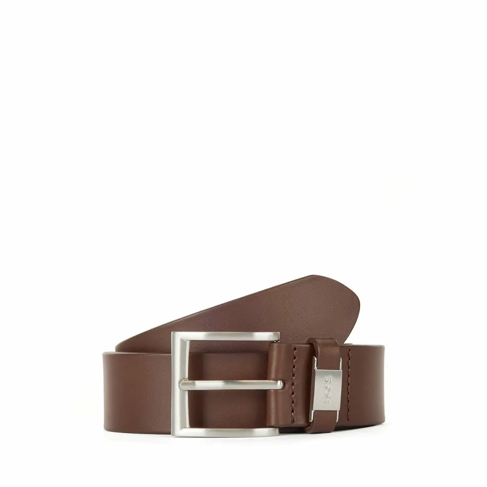 BOSS leren heren riem, donkerbruin