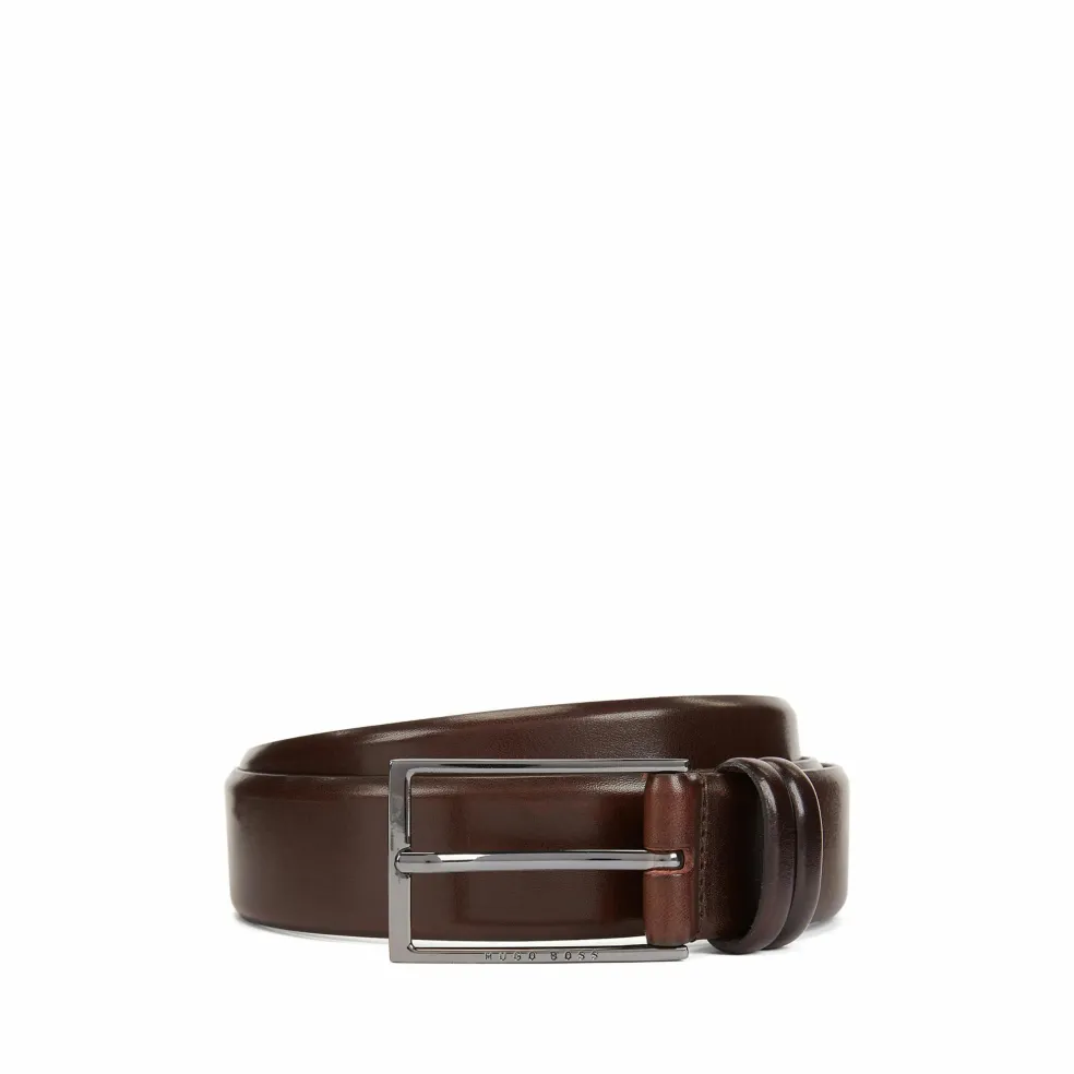 BOSS leren heren riem, donkerbruin