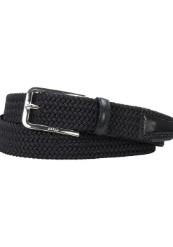 BOSS leren heren riem, navy blauw