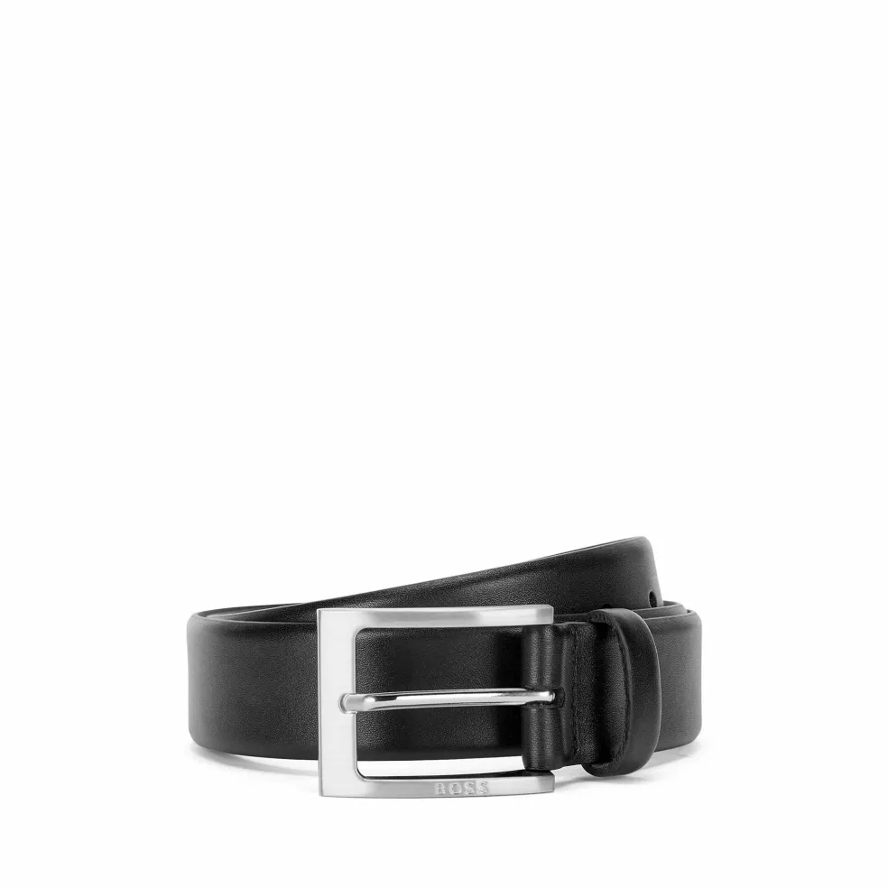 BOSS leren heren riem, zwart