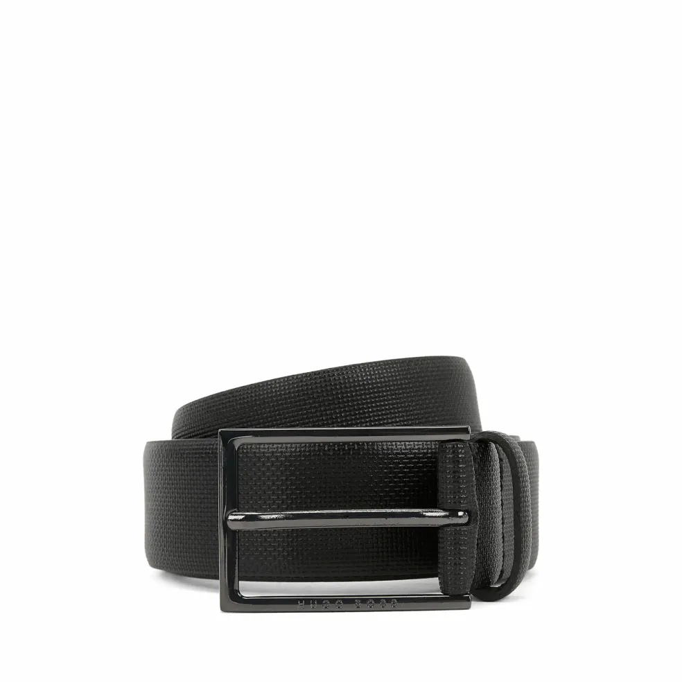 BOSS leren heren riem, zwart