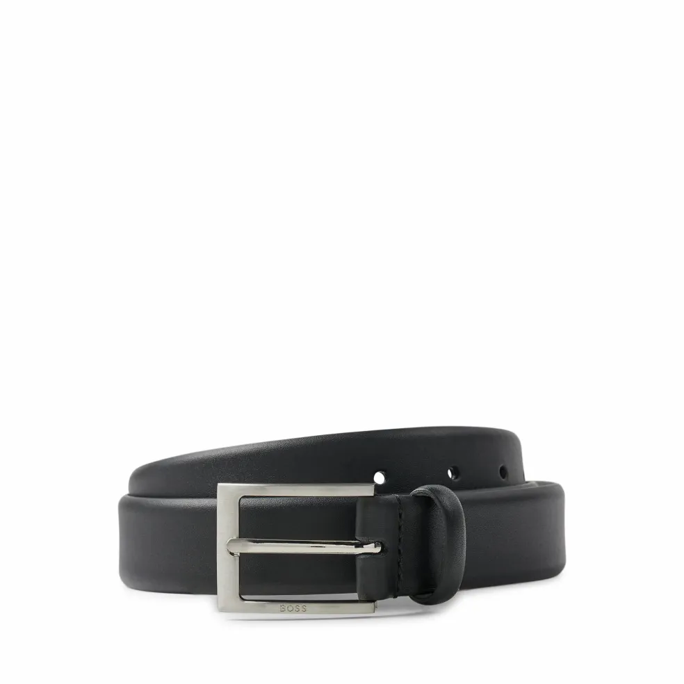 BOSS leren heren riem, zwart