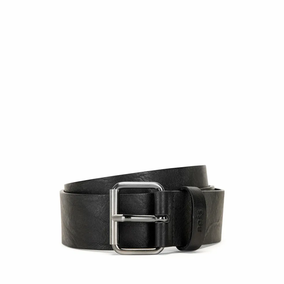 BOSS leren heren riem, zwart