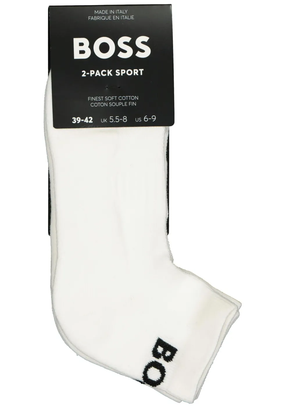 BOSS logo sportsokken (2-pack), heren enkelsokken, wit